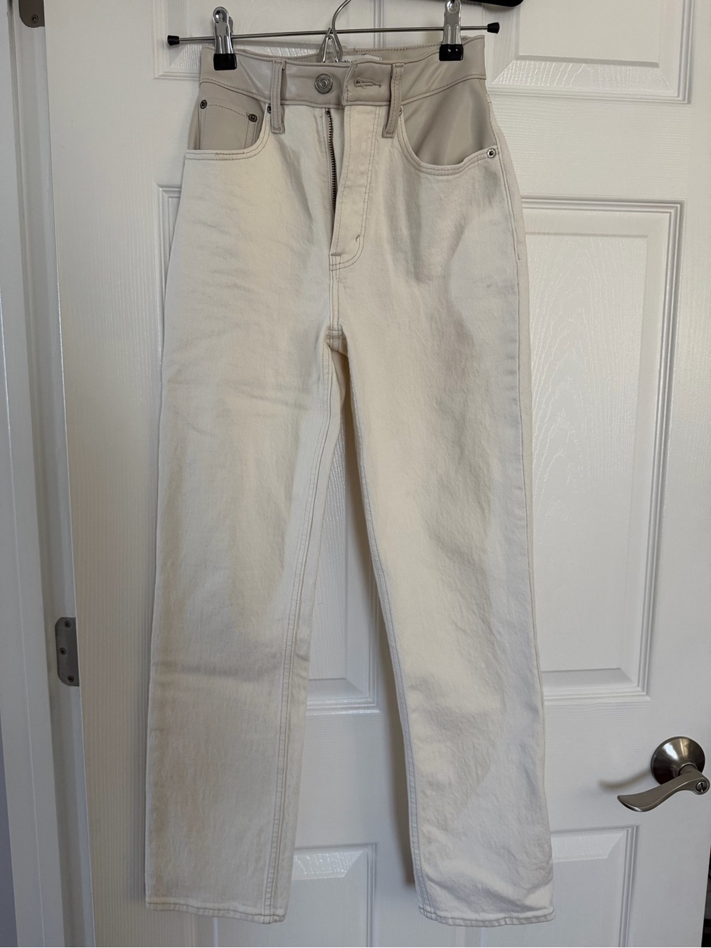 Abercrombie Curve Love Leather-Detailed Ultra High-Rise 90s Straight Jeans